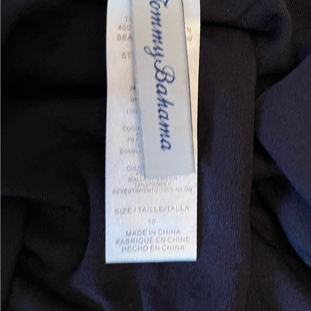 Tommy Bahama Black and Blue Floral One Piece Keyhole Swimsuit - Picture 4 of 5